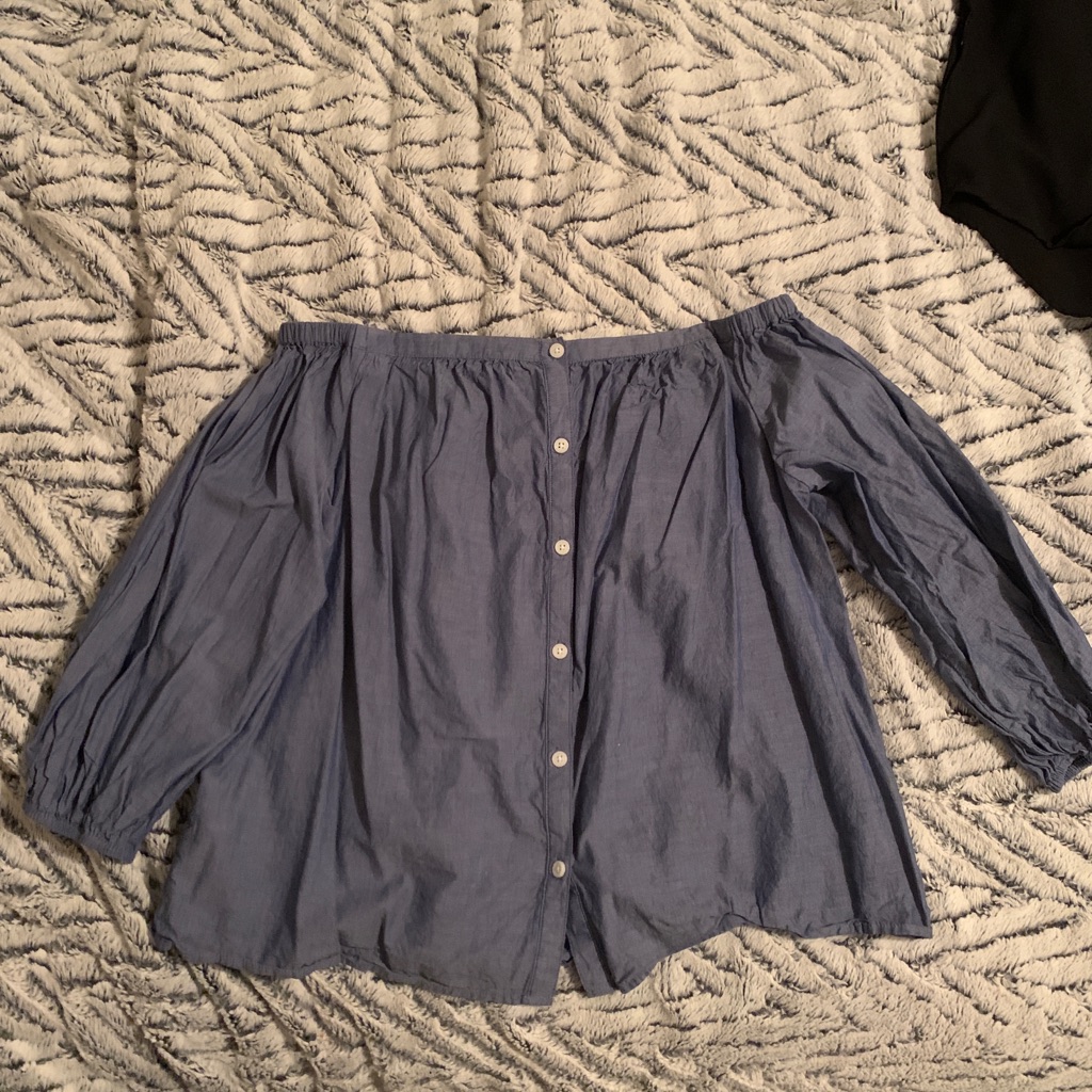 Off The Shoulder Button Down Top